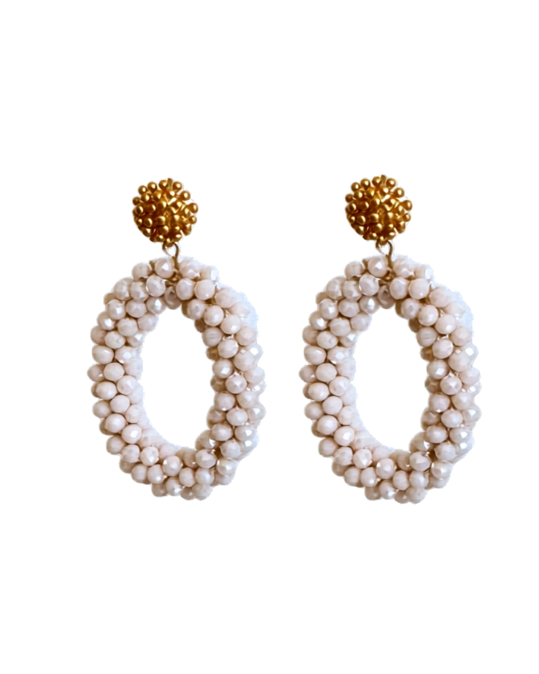 Ohrring Bloom, oval, in Vanilla White