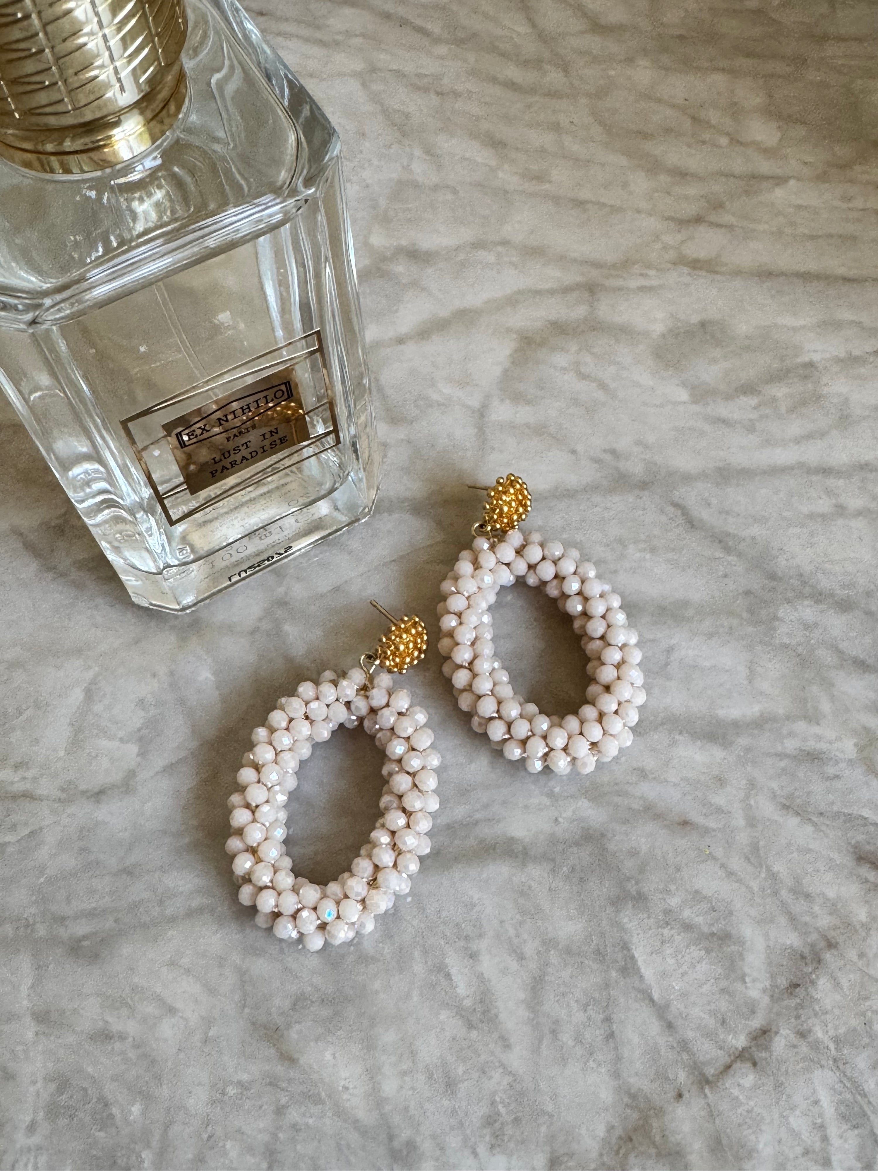 Ohrring Bloom, oval, in Vanilla White