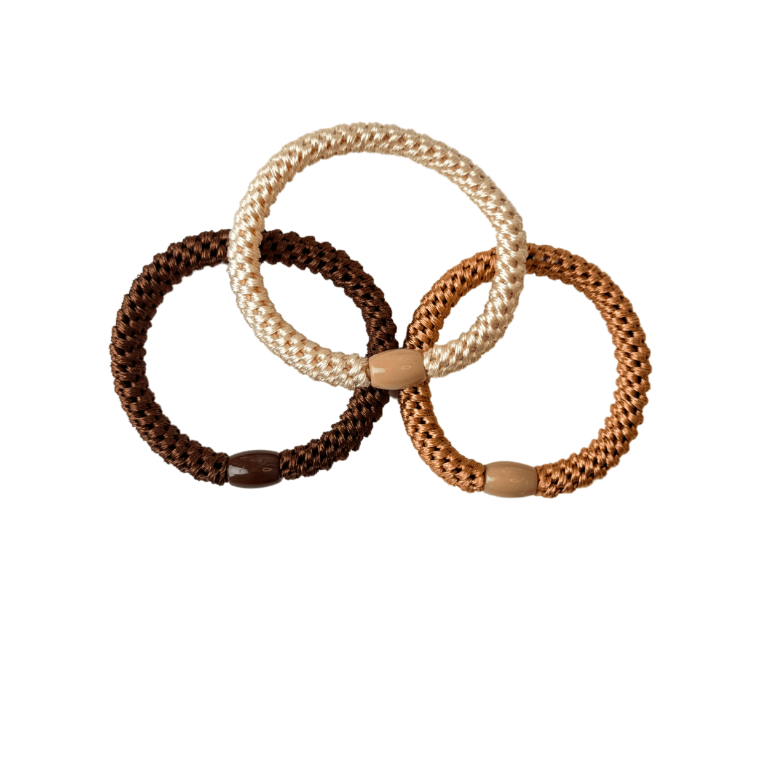 Haargummi 3er Set Dunkelbraun Vanille Cappuccino