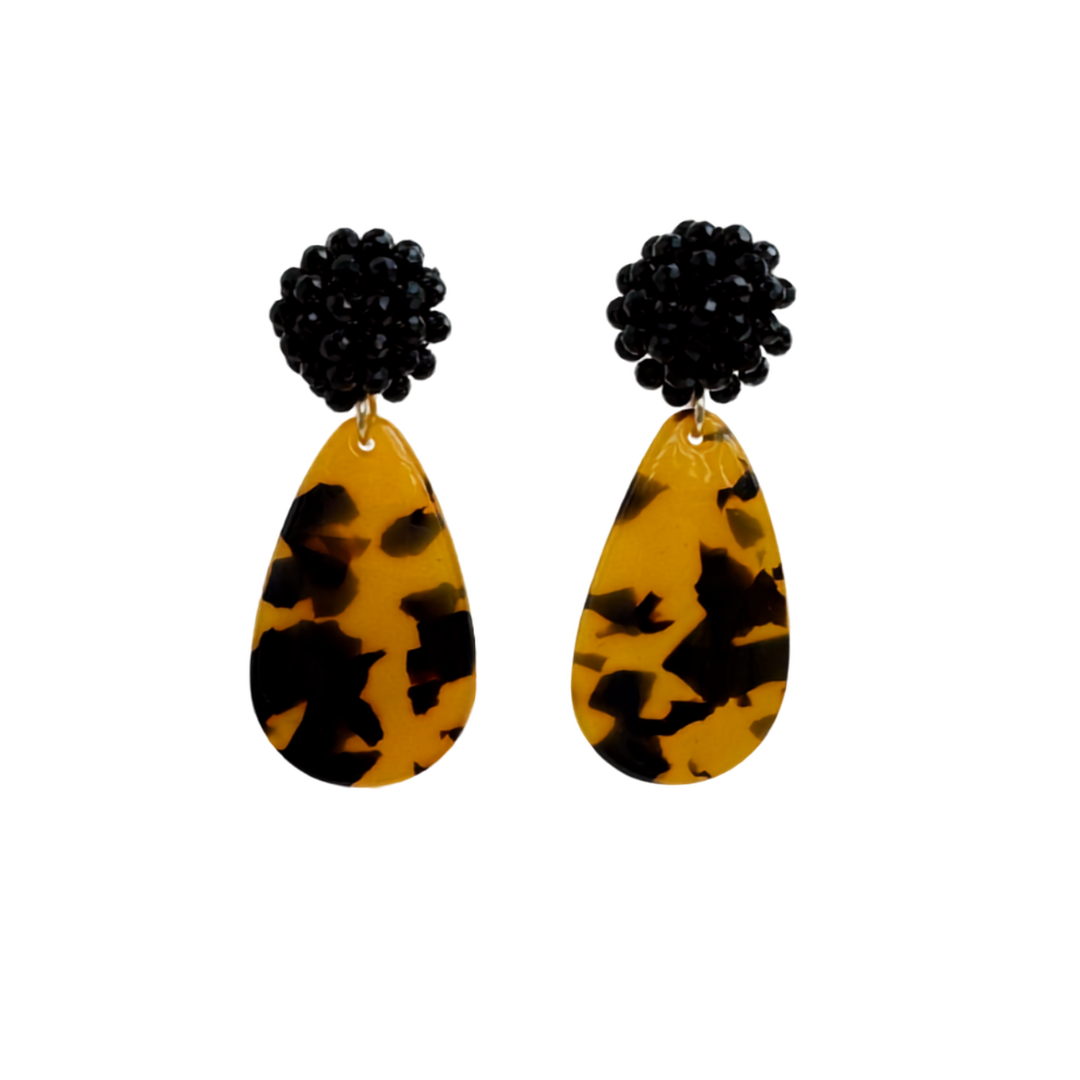 Beaded Leo Noir Statement Ohrringe von Pizzicato