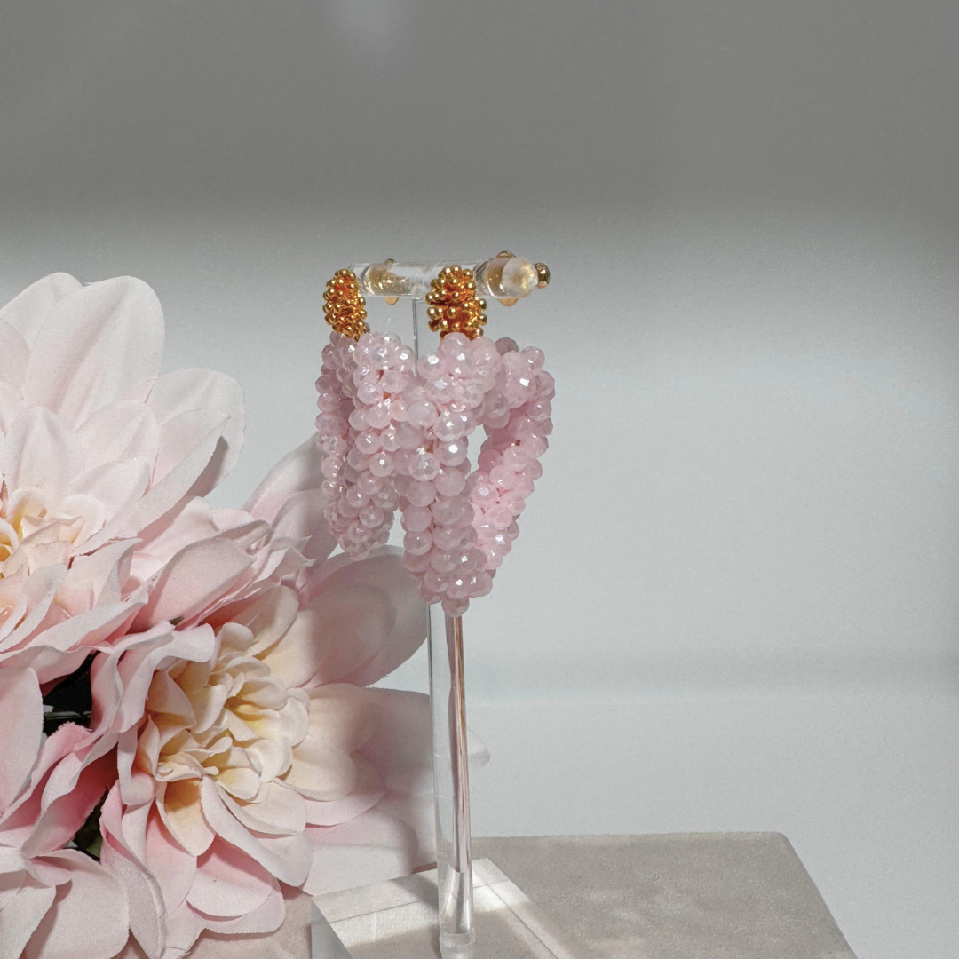 Bloom Heart Rosa mit Herz aus facettierten Glasperlen von Pizzicato