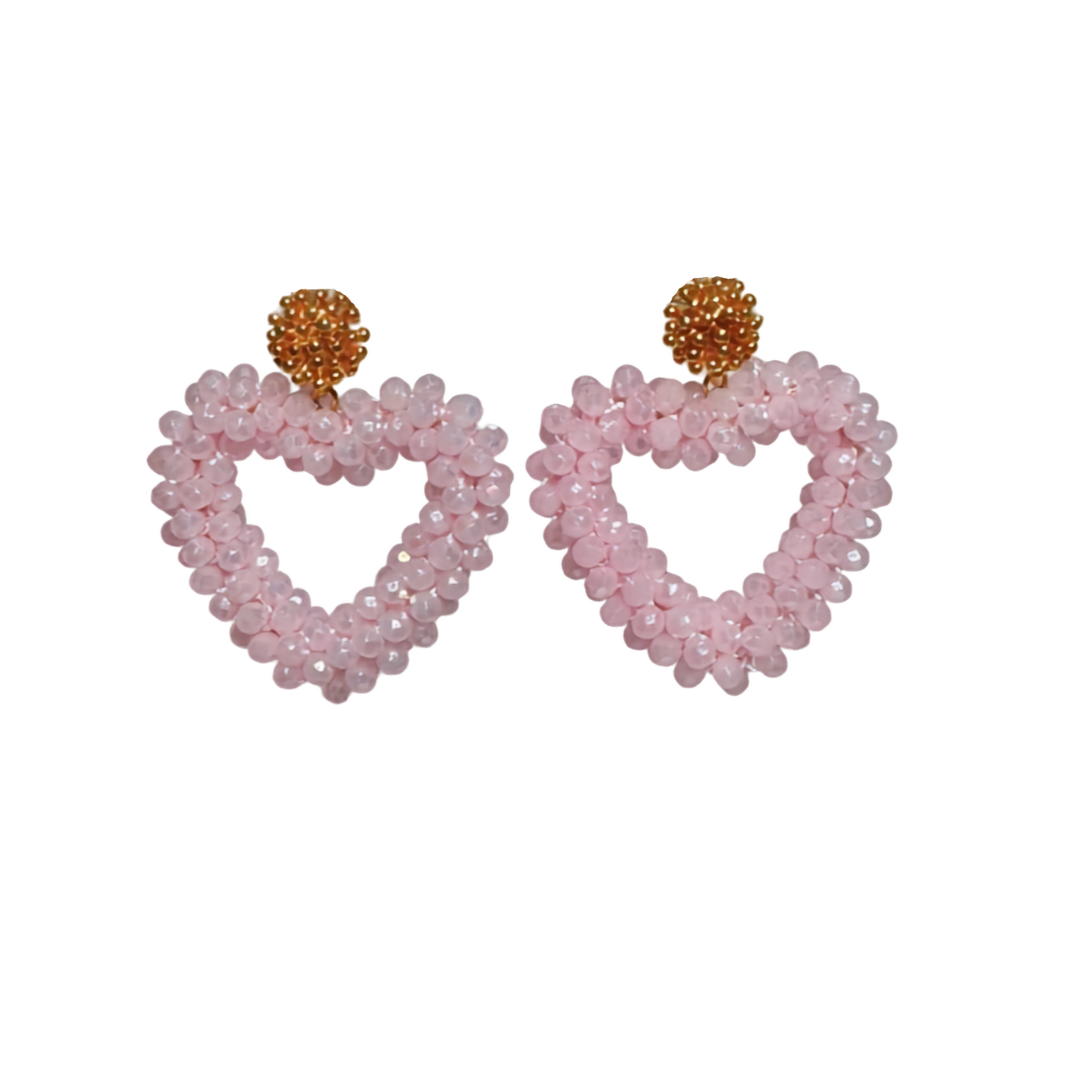 Bloom Heart Rosa Statement Ohrringe von Pizzicato