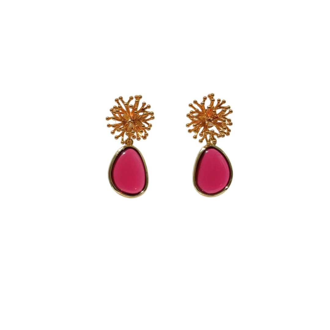 Coralline Fuchsia Statement Ohrringe in Pink und Gold von Pizzicato
