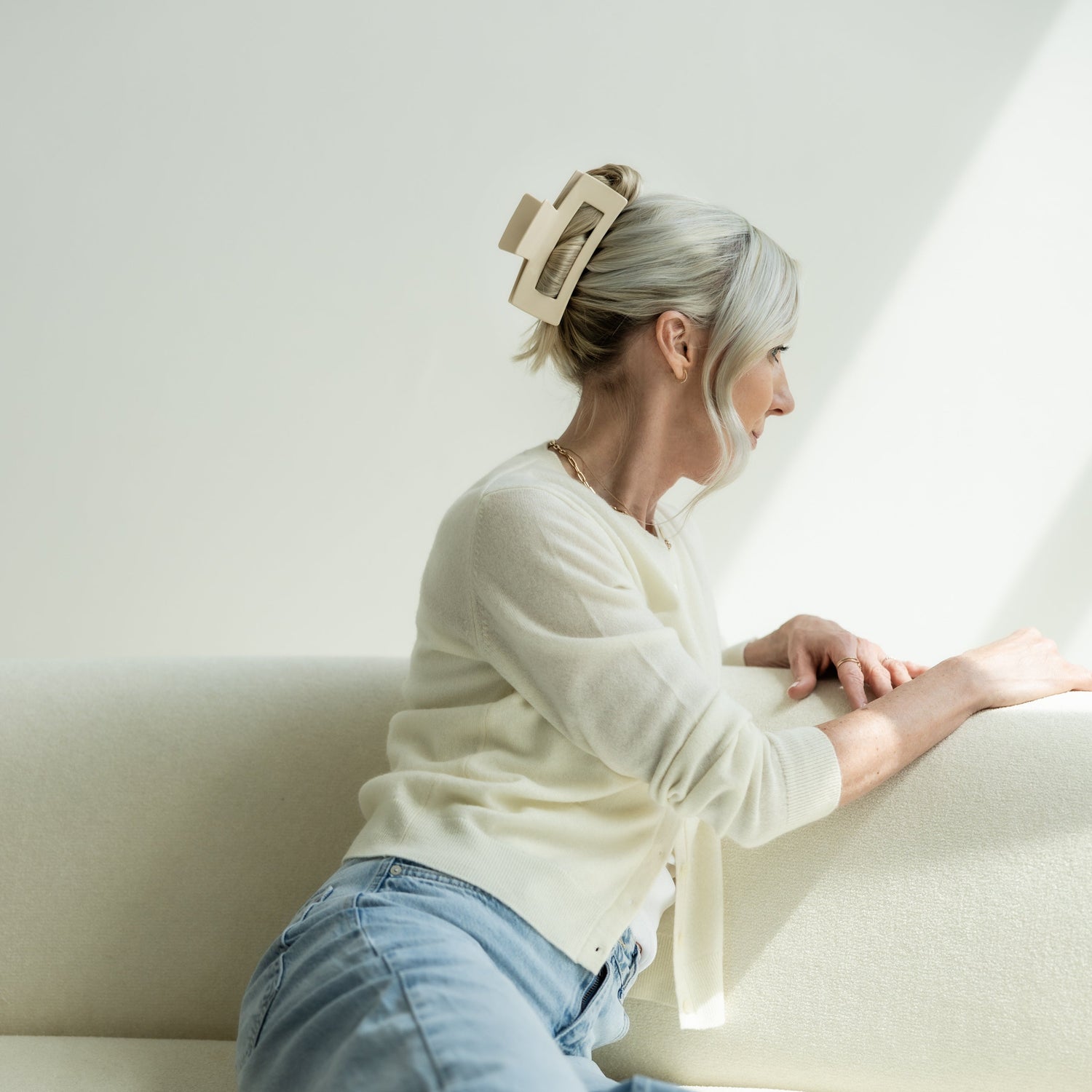 Haarklammer Pizzicato Minimalist Cream Extra Large French Twist langes Haar