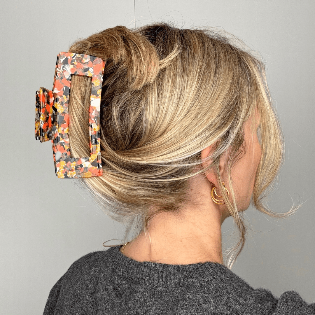 Haarklammer Pizzicato Minimalist Leo Neon Orange XL lässige Hochsteckfrisur langes Haar