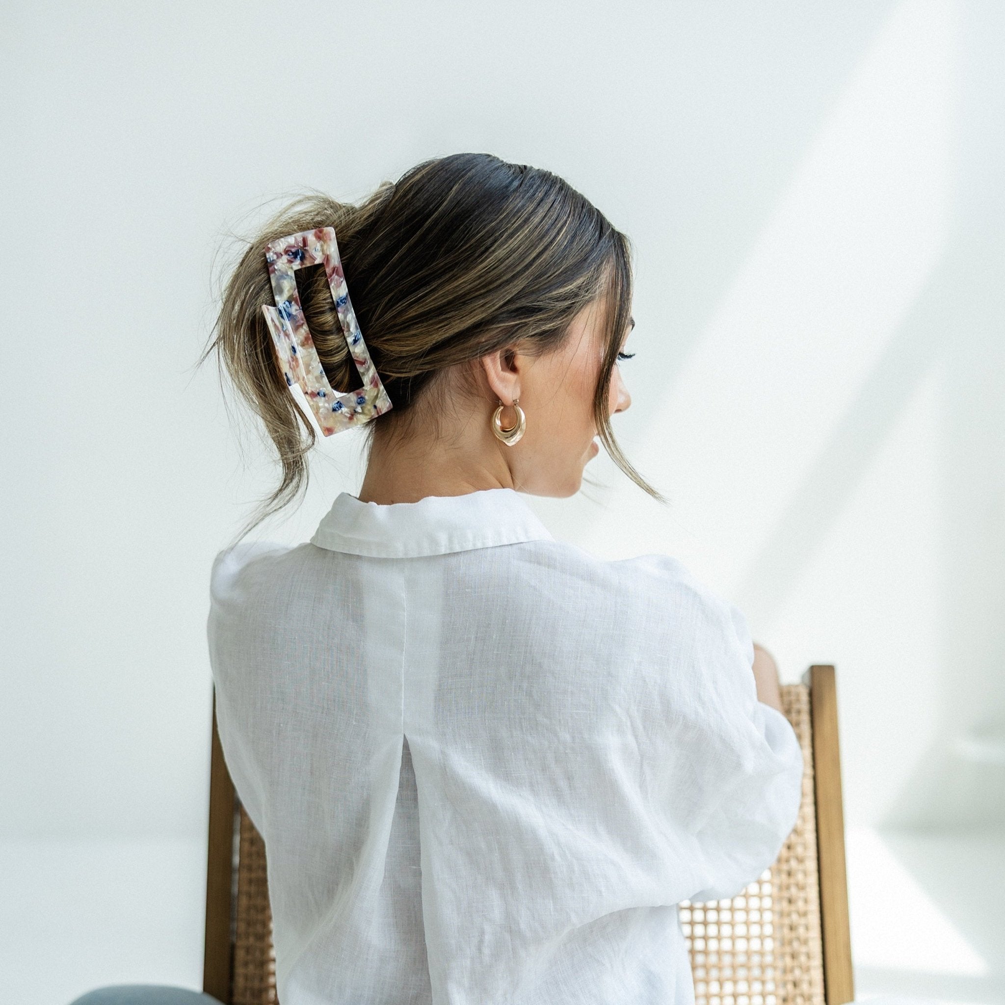 Haarklammer Pizzicato Minimalist Seashell Hellgelb XL Hochsteckfrisur langes Haar