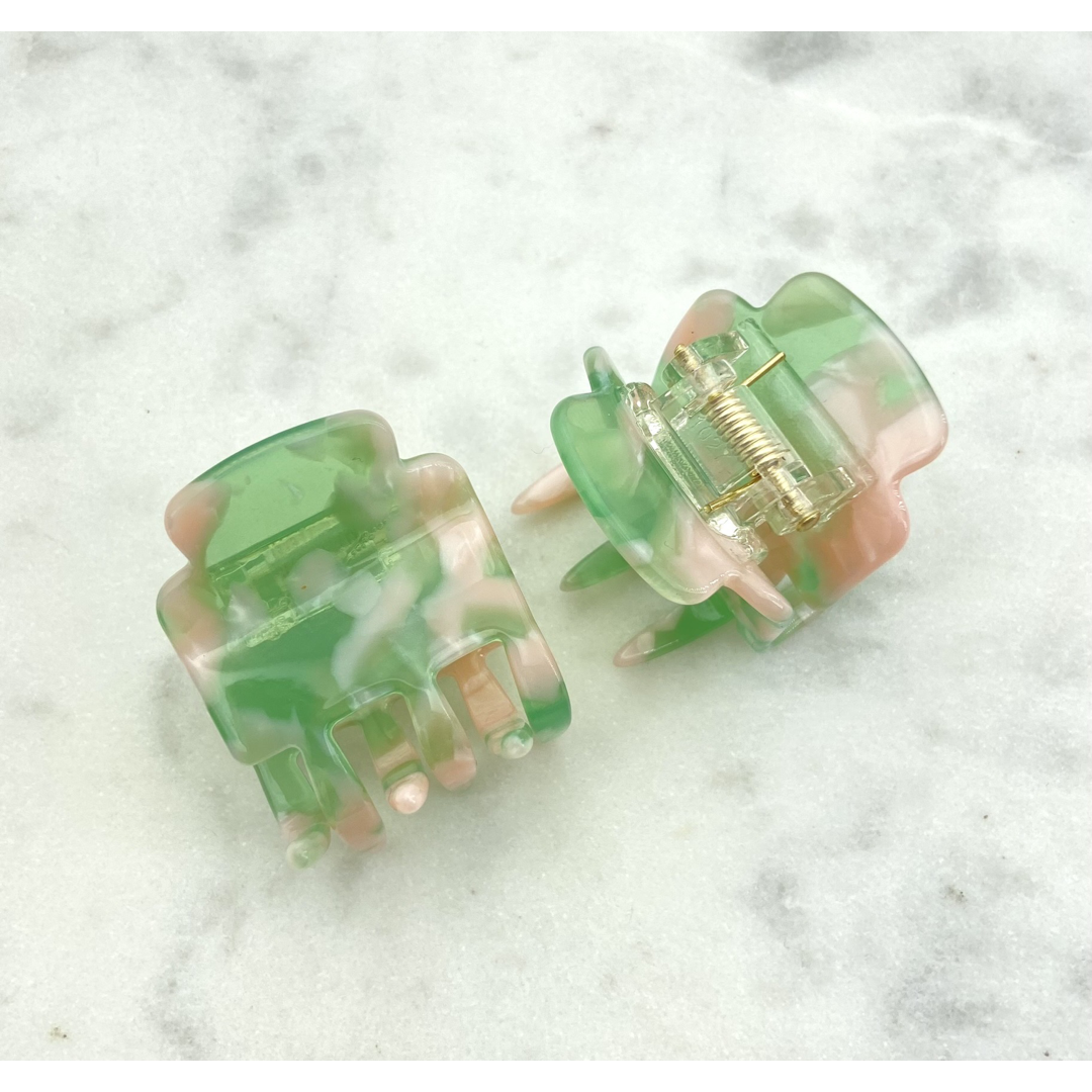 Barrette à cheveux Tilda, aspect écaille vert clair-rose