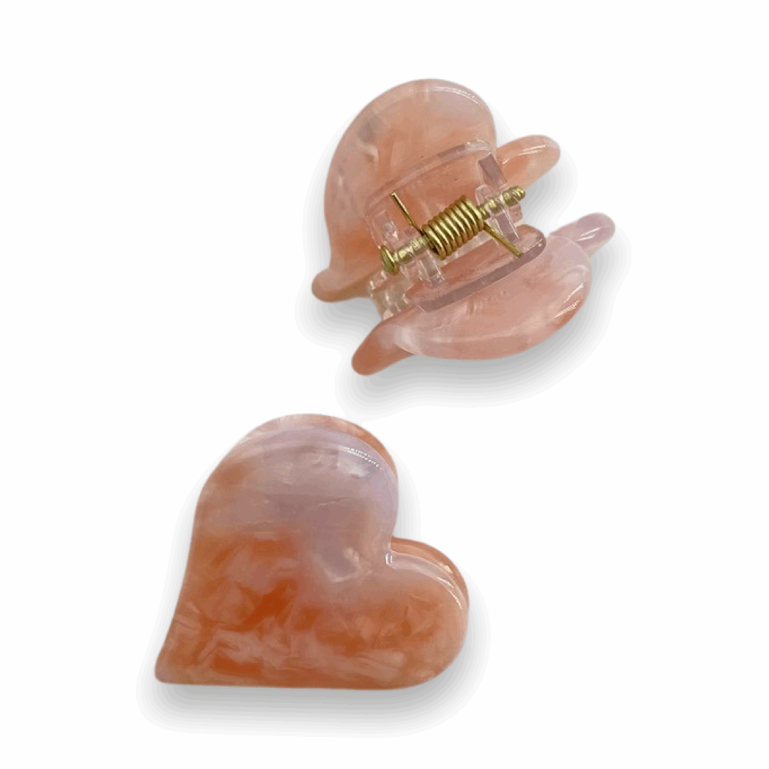 2-er Set kleine Haarklammern in Herzform, Clementine, versch. Farben