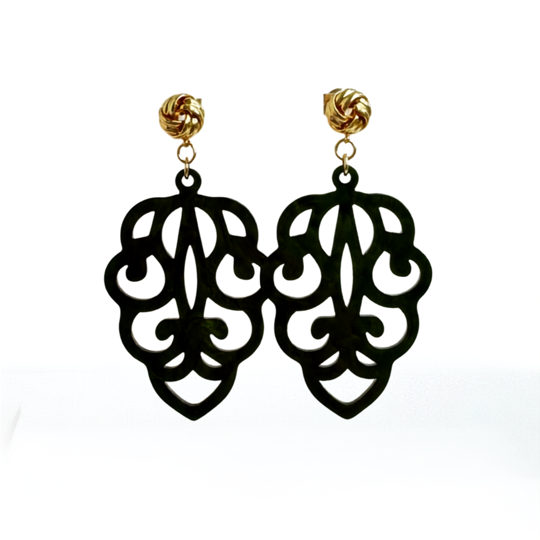 Knotted Leaf Olive Statement Ohrringe von Pizzicato