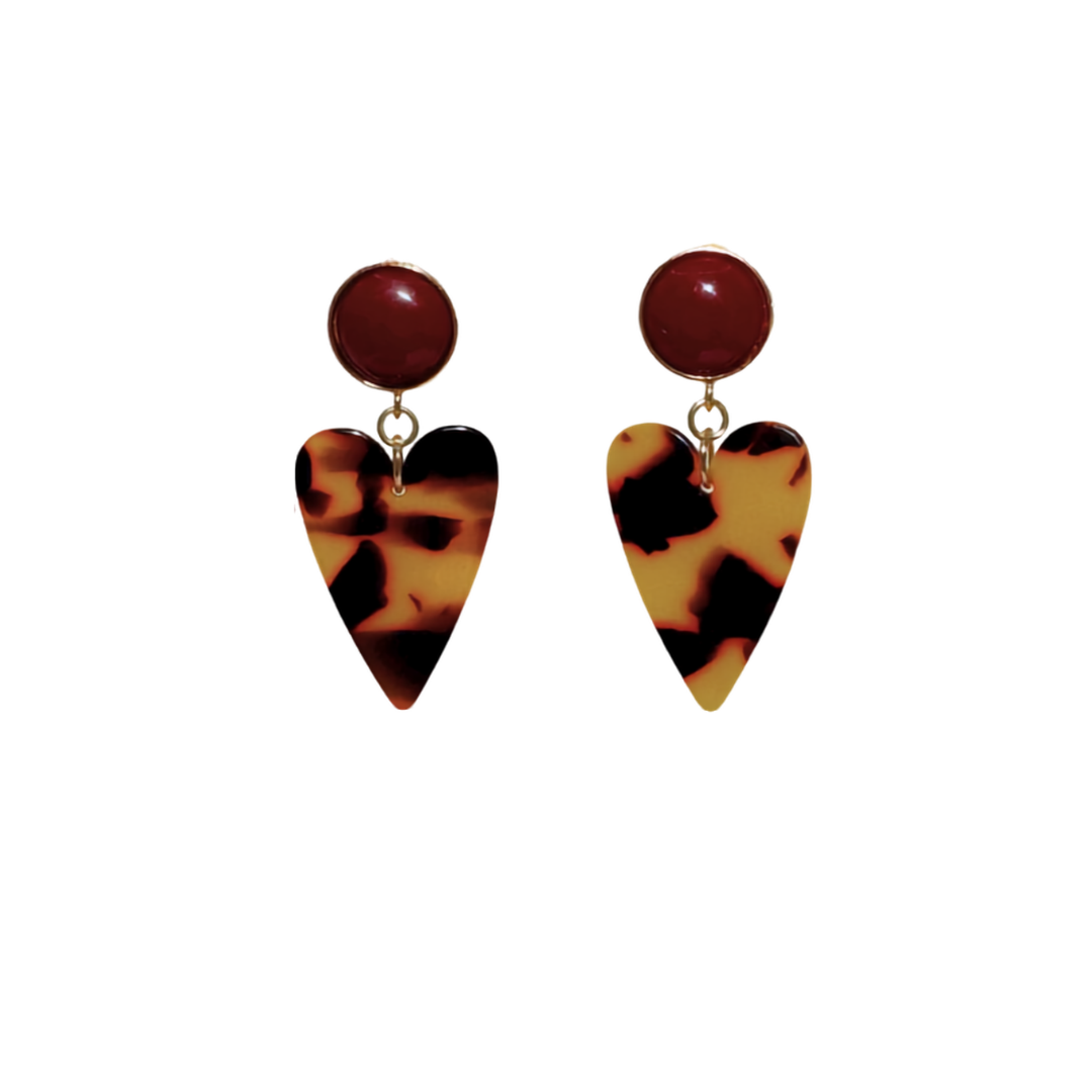 Leo Heart Bordeaux Statement Ohrringe von Pizzicato