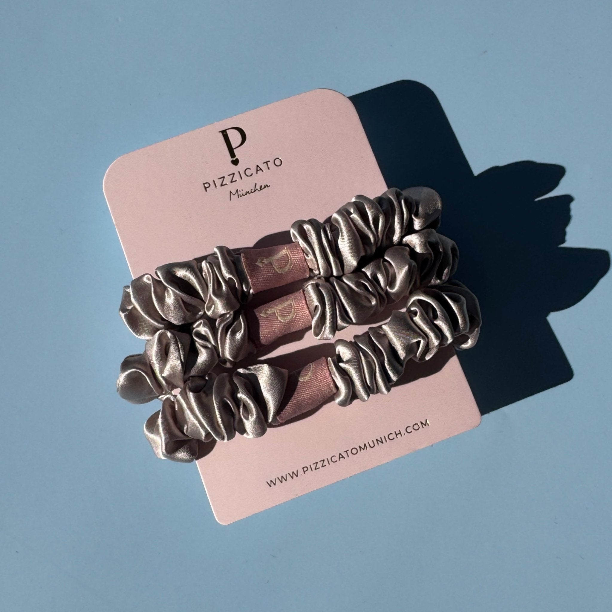 Pizzicato 3er Set schmale Seidenscrunchies Farbe Blossom