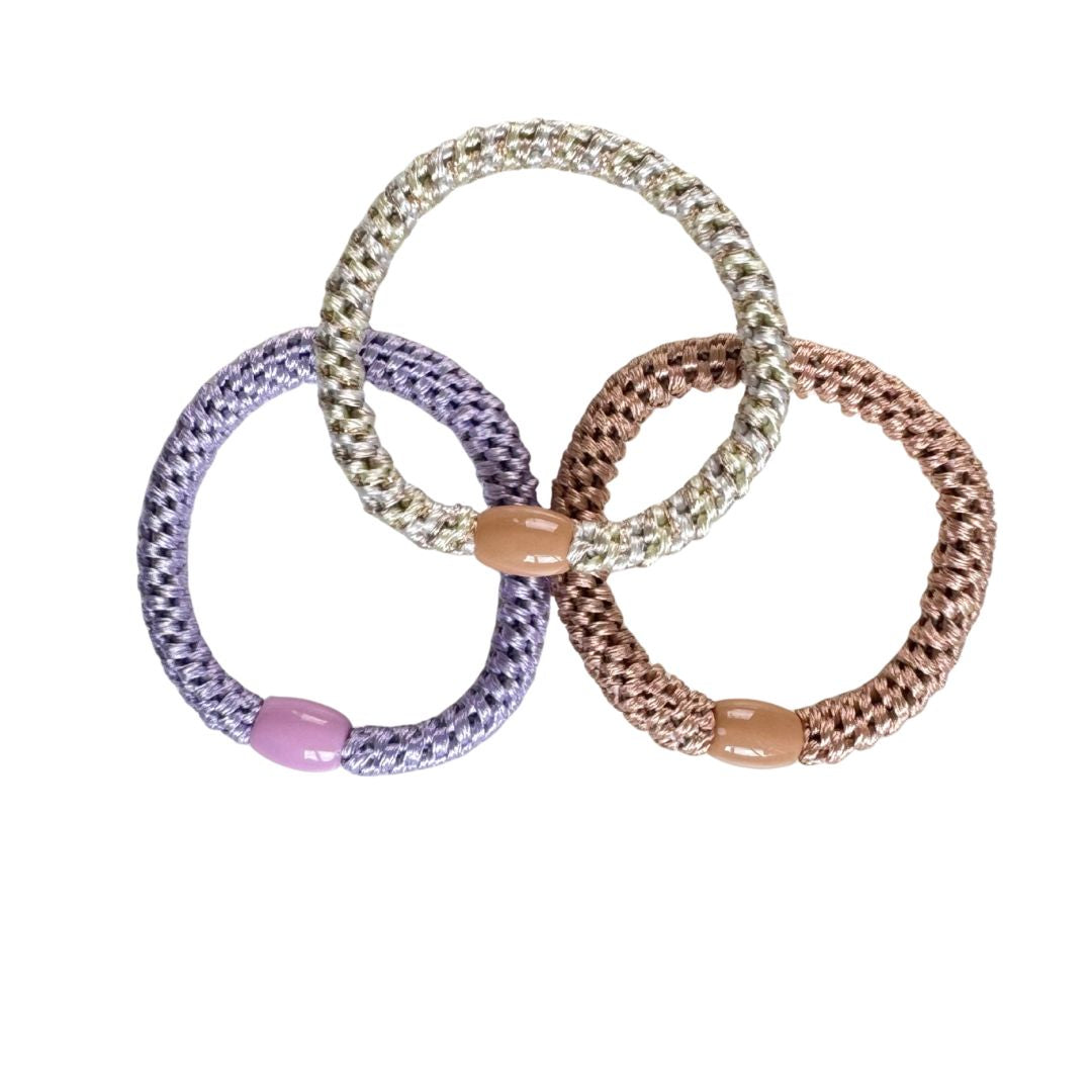 Geflochtene Haargummis im 3er Set von Pizzicato in Flieder Zimt Taupe
