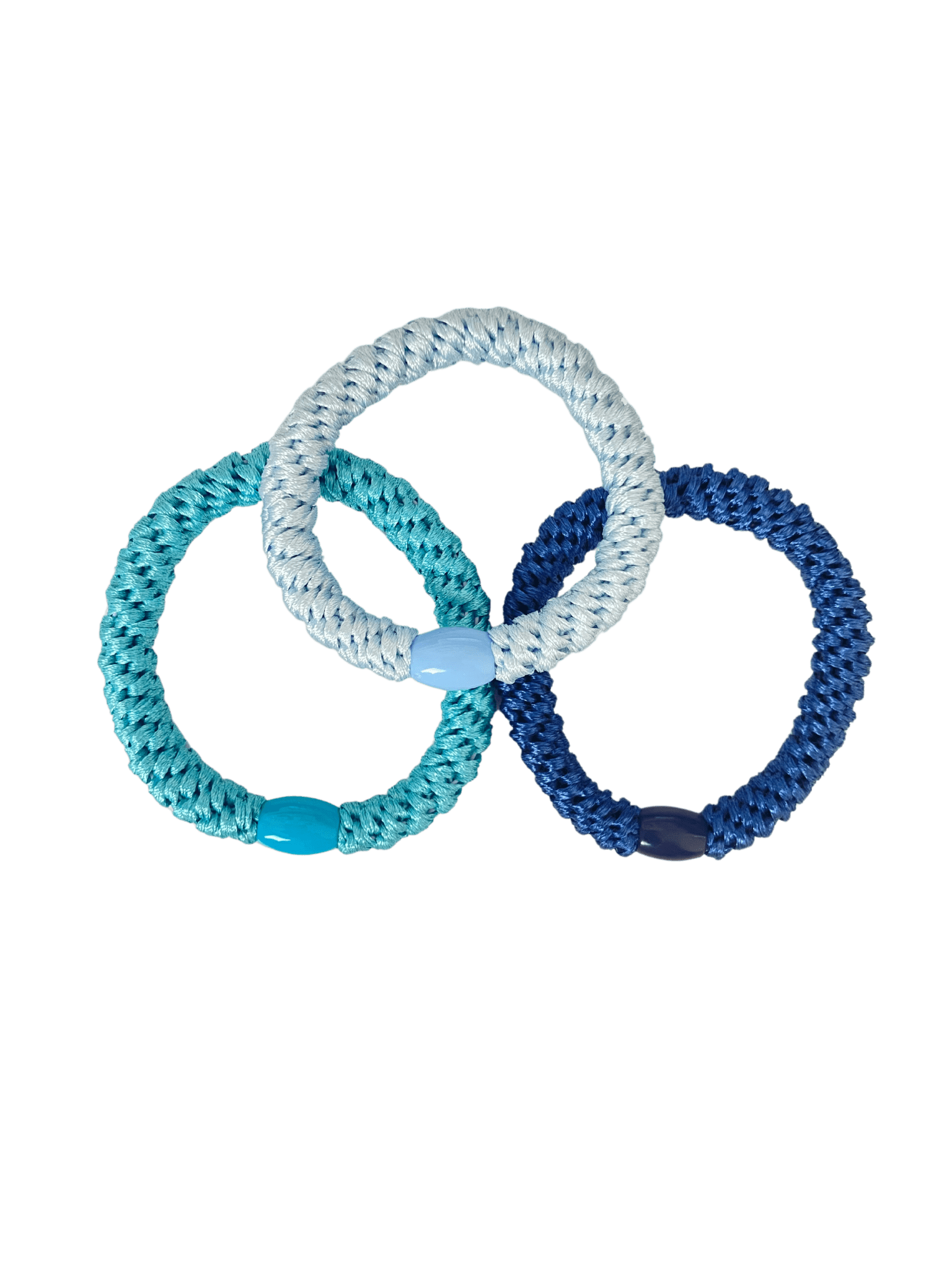 Geflochtenes Haargummi im 3er Set in Mittelblau / Hellblau / Aqua