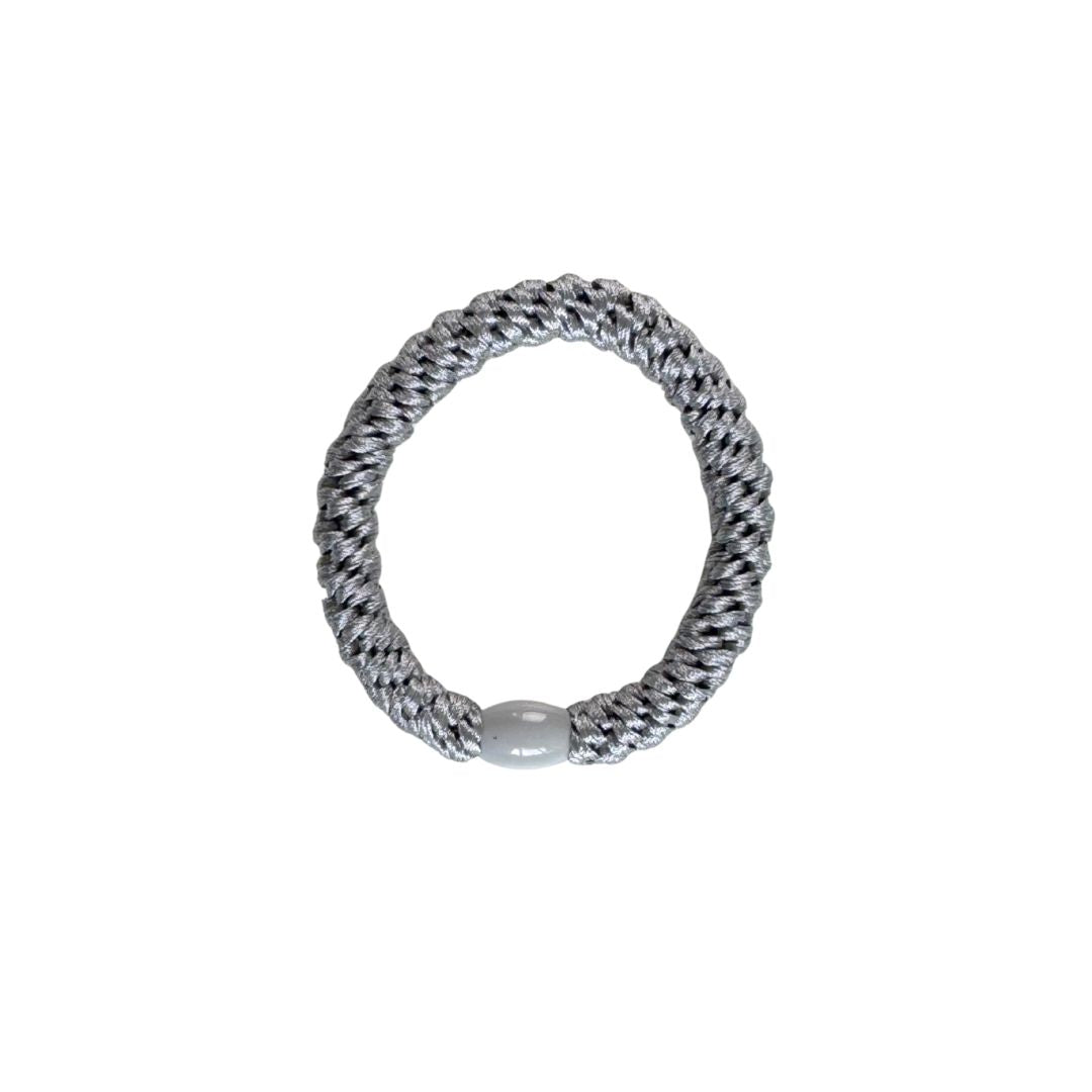 Geflochtenes Haargummi im 3er Set in Hellblau, Grau, Hellblau-Bronze gestreift