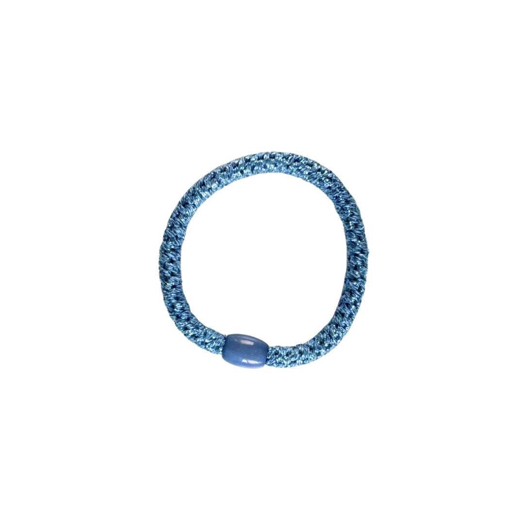 Geflochtenes Haargummi im 3er Set in Jeansblau / Petrol / Jeansblau glitzernd