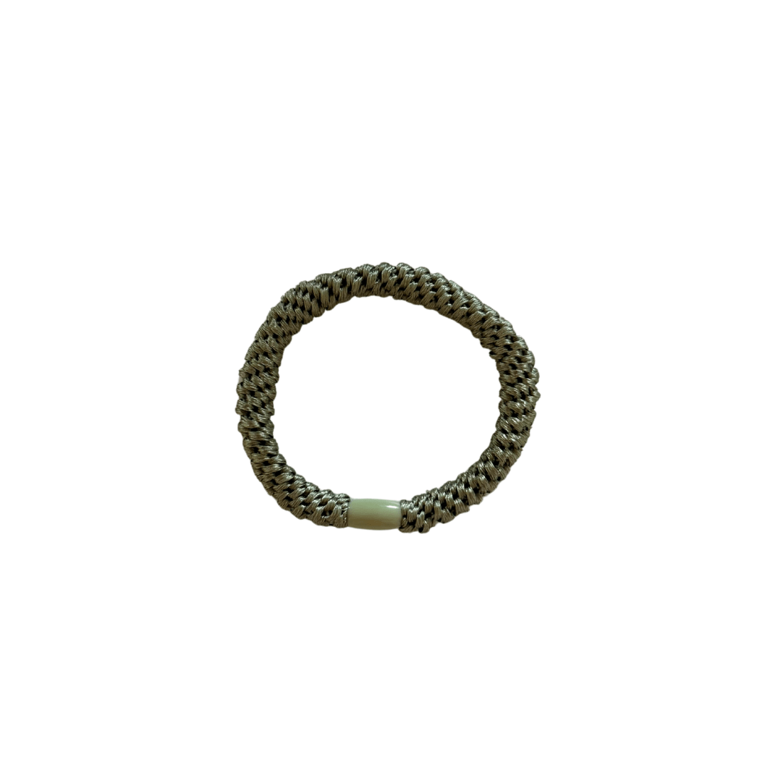 Braided hair ties in a set of 3 in apple green, petrol, dark blue-glittering