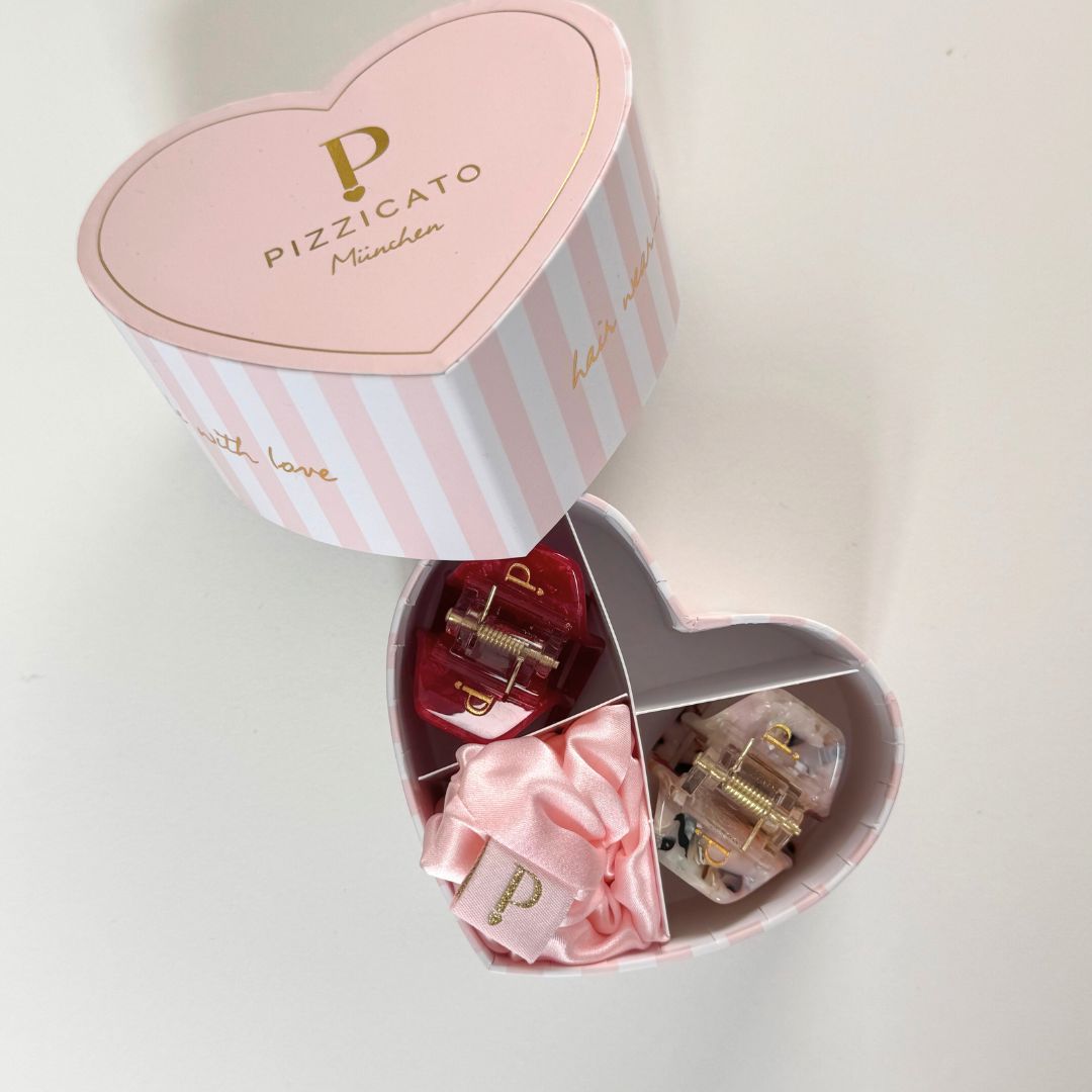 Herzbox mit Haaraccessoires als Geschenkidee - Pizzicato Premium Haarschmuck