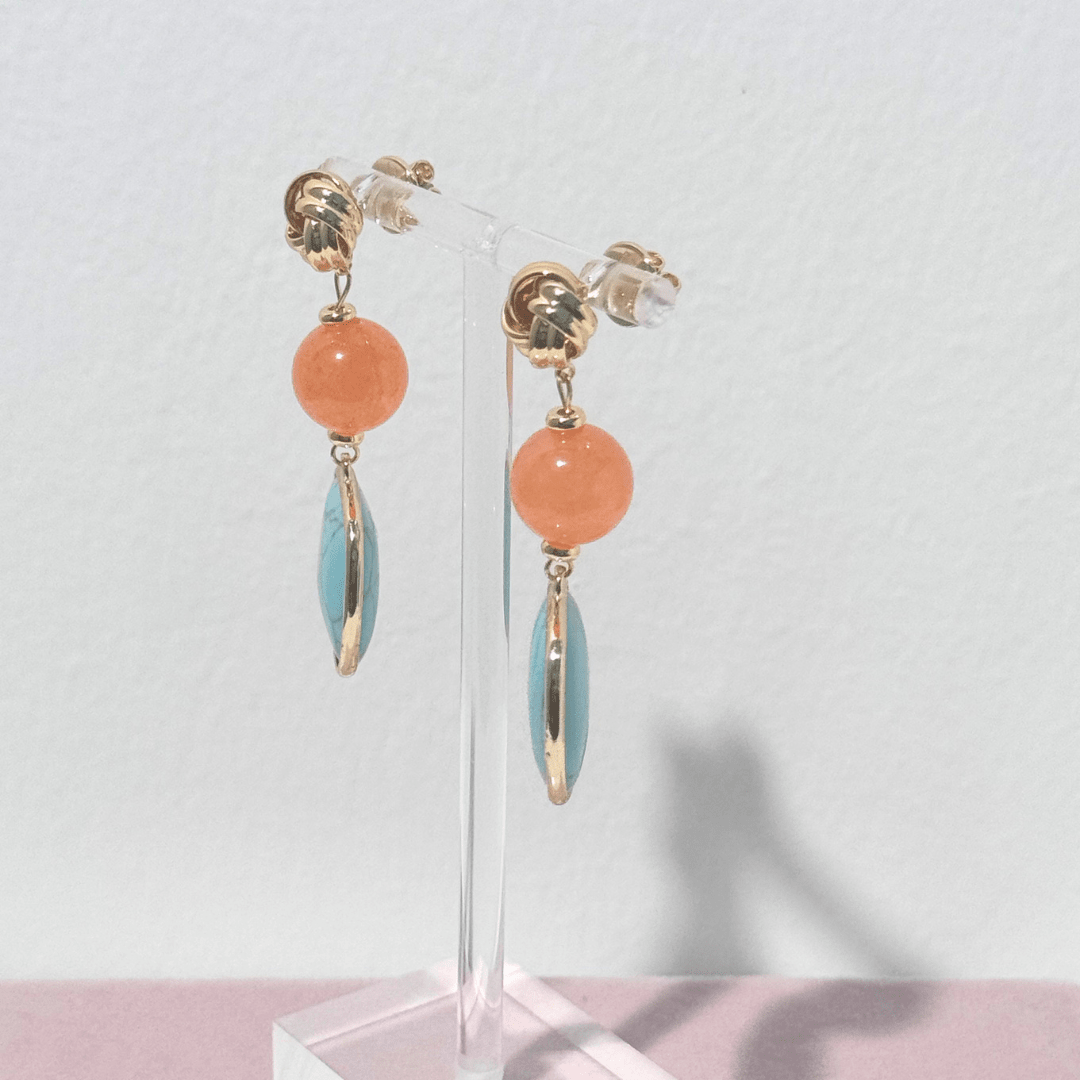 Pizzicato - Ohrring - Knotted – Statement Ohrringe in Orange Turquoise -