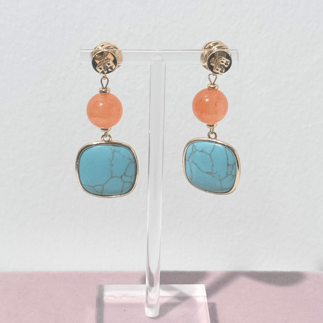 Pizzicato - Ohrring - Knotted – Statement Ohrringe in Orange Turquoise -