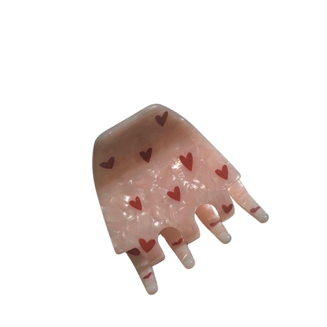 Pizzicato Twiggy Haarklammer Big Hearts in Rose – romantische Haarspange mit Herz-Design im French-Girl Style