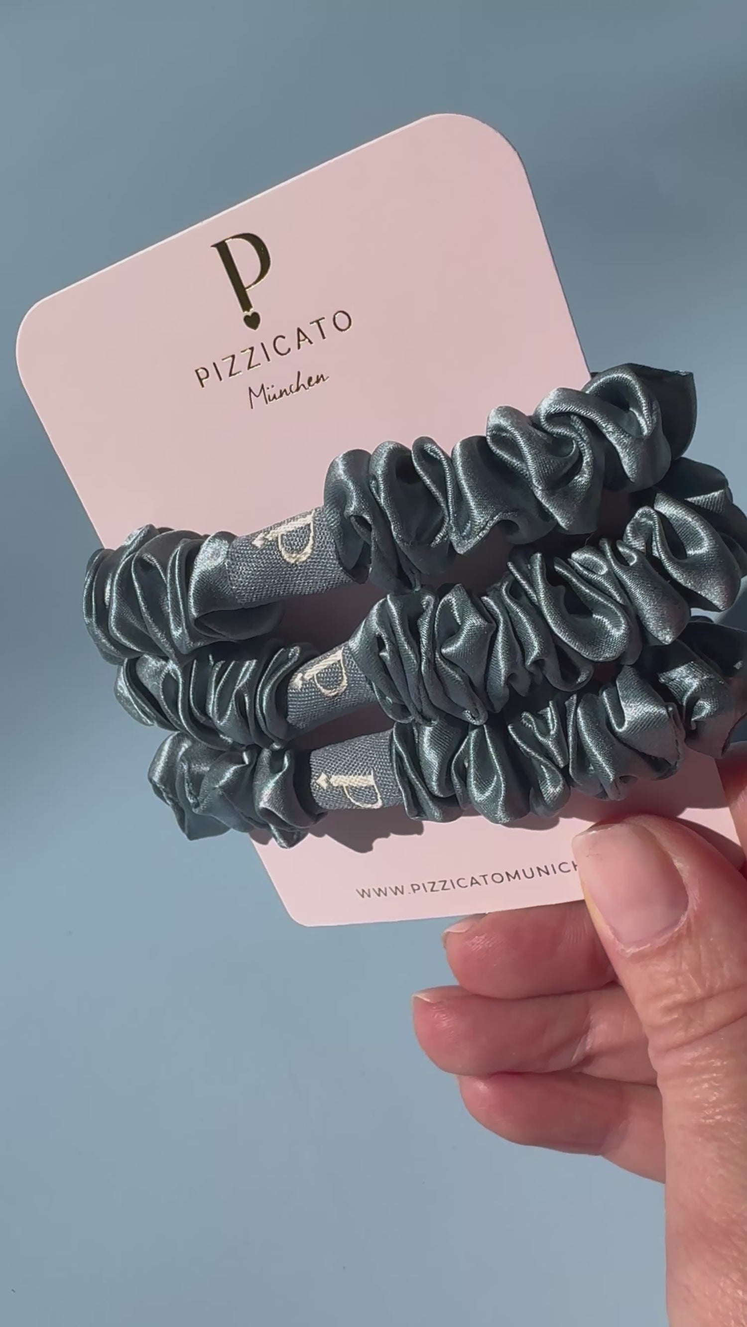 Seidenscrunchie Small 3er Set, Steel Blue