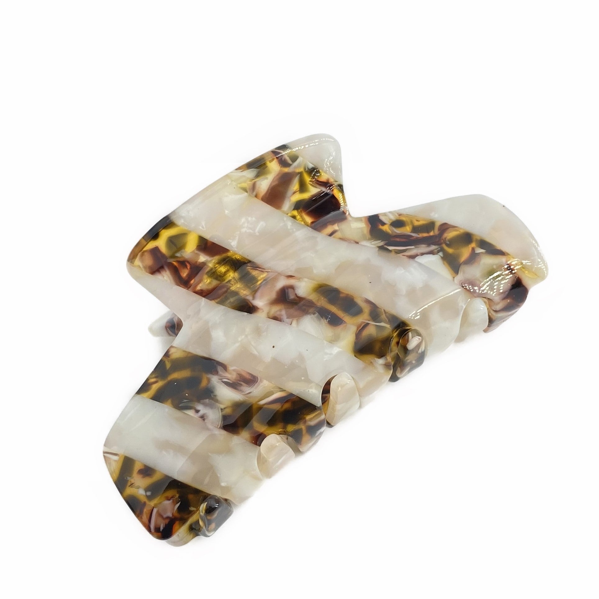 Haarklammer Holly, Cremeweiss-Leo gestreift,  Schildpattoptik, hochwertiges Haaraccessoire
