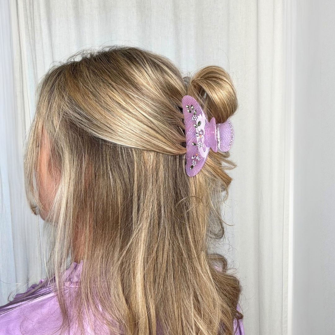 Grande pince à cheveux Lilly, blanc crème