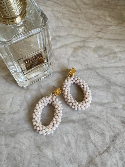 Ohrring Bloom, oval, in Vanilla White