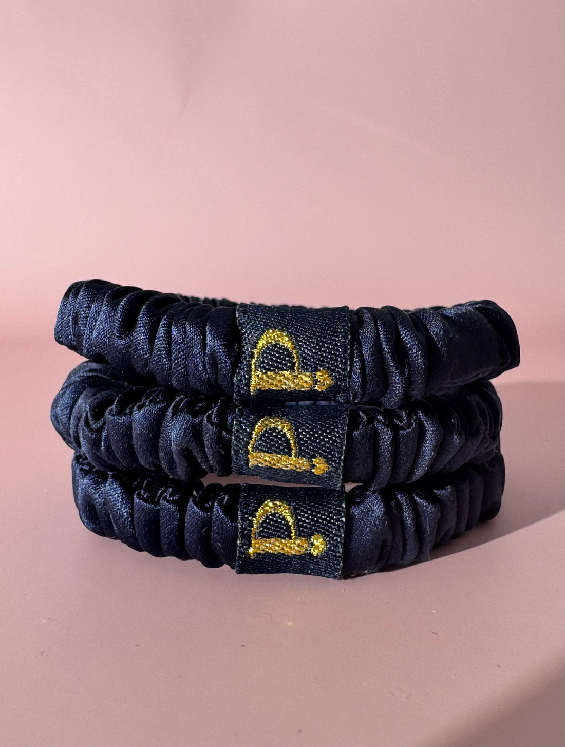 Seidenscrunchie Small 3er Set, Midnight Blue