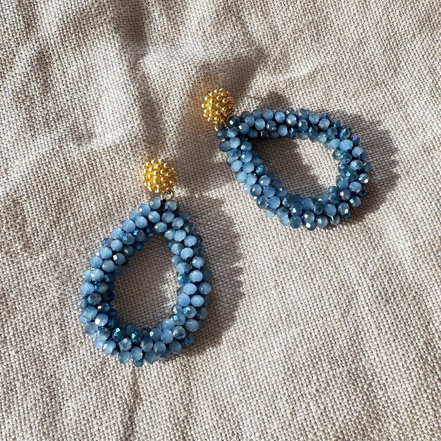 Ohrring Bloom, Tropfenform, Seablue