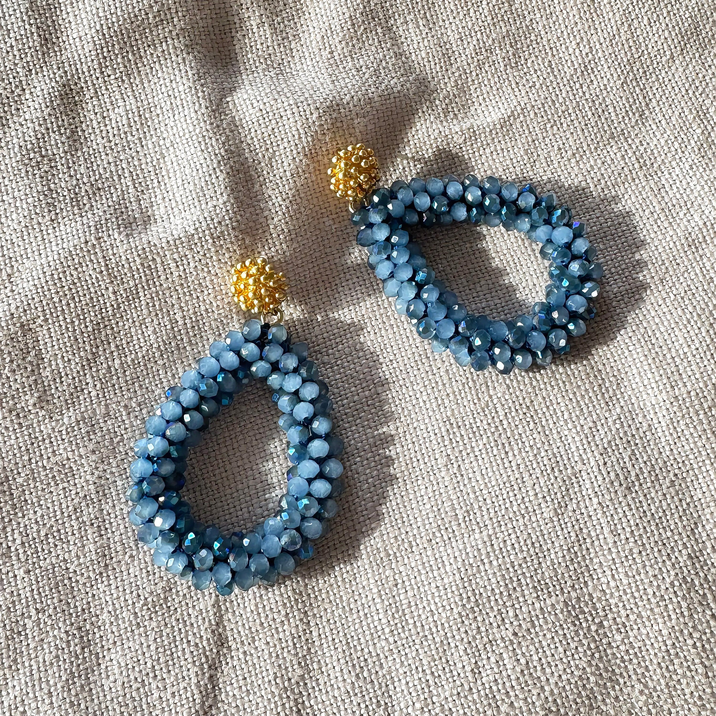 Ohrring Bloom, Tropfenform, Seablue