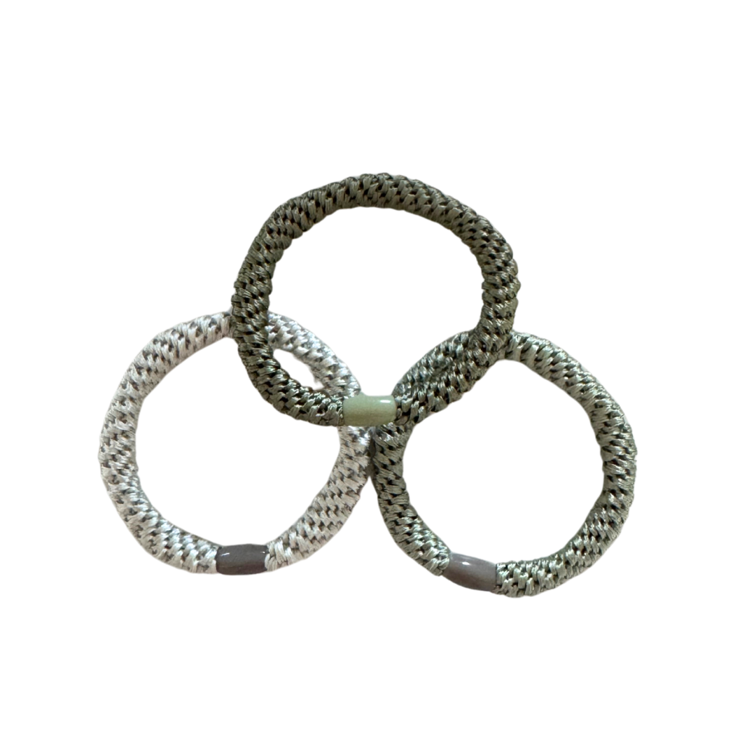 Geflochtenes Haargummi im 3er Set in Salbei