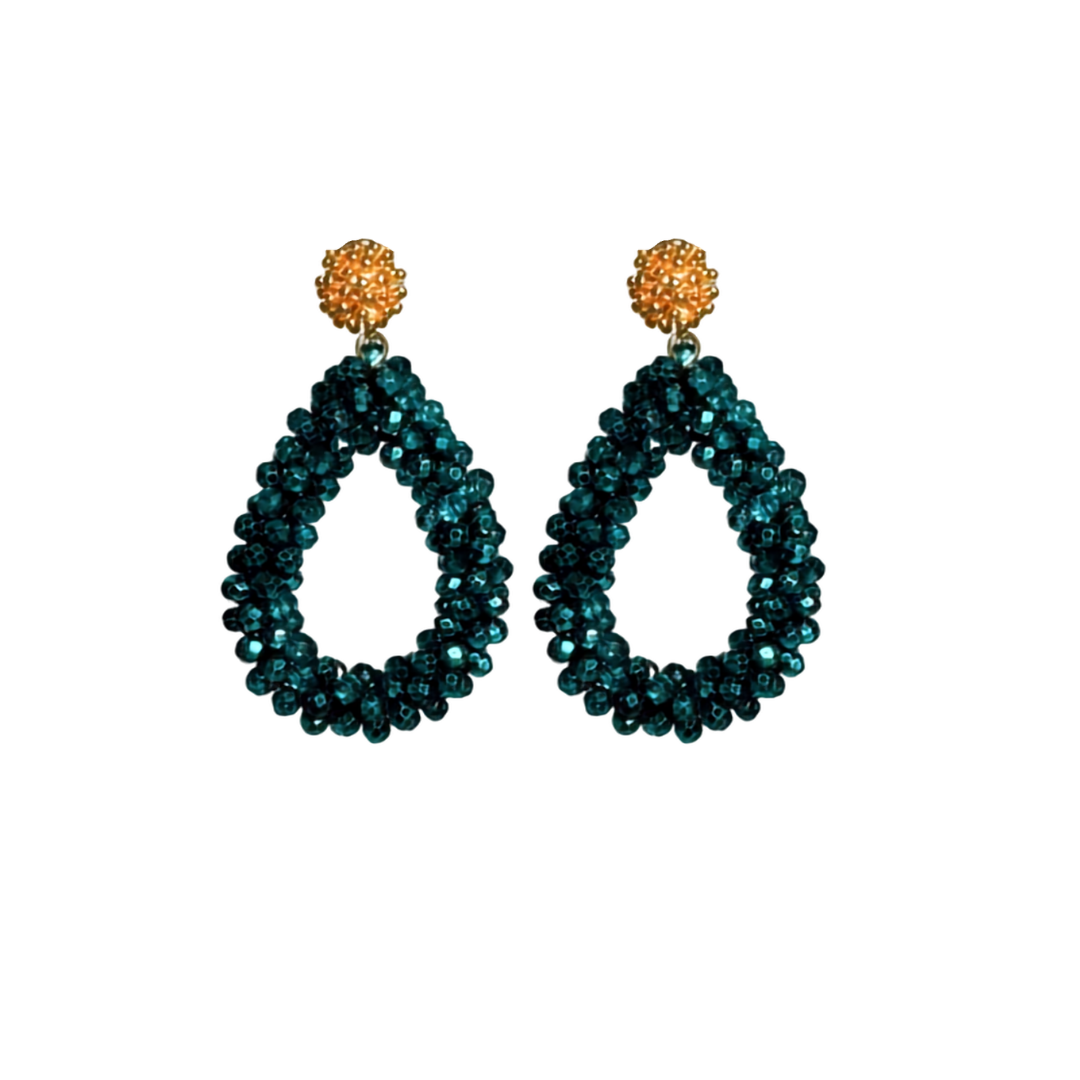 Bloom Drop Petrol Statement Ohrringe von Pizzicato
