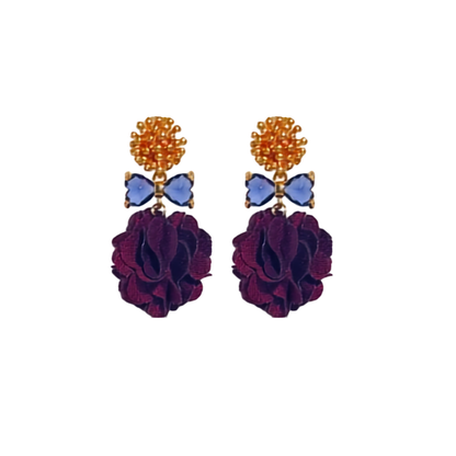 Bloomy Bow Aubergine Statement Ohrringe von Pizzicato
