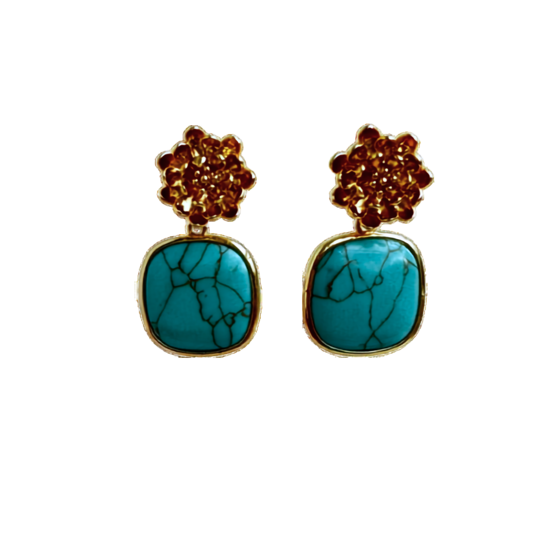 Dahlia Turquoise Statement Ohrringe von Pizzicato

