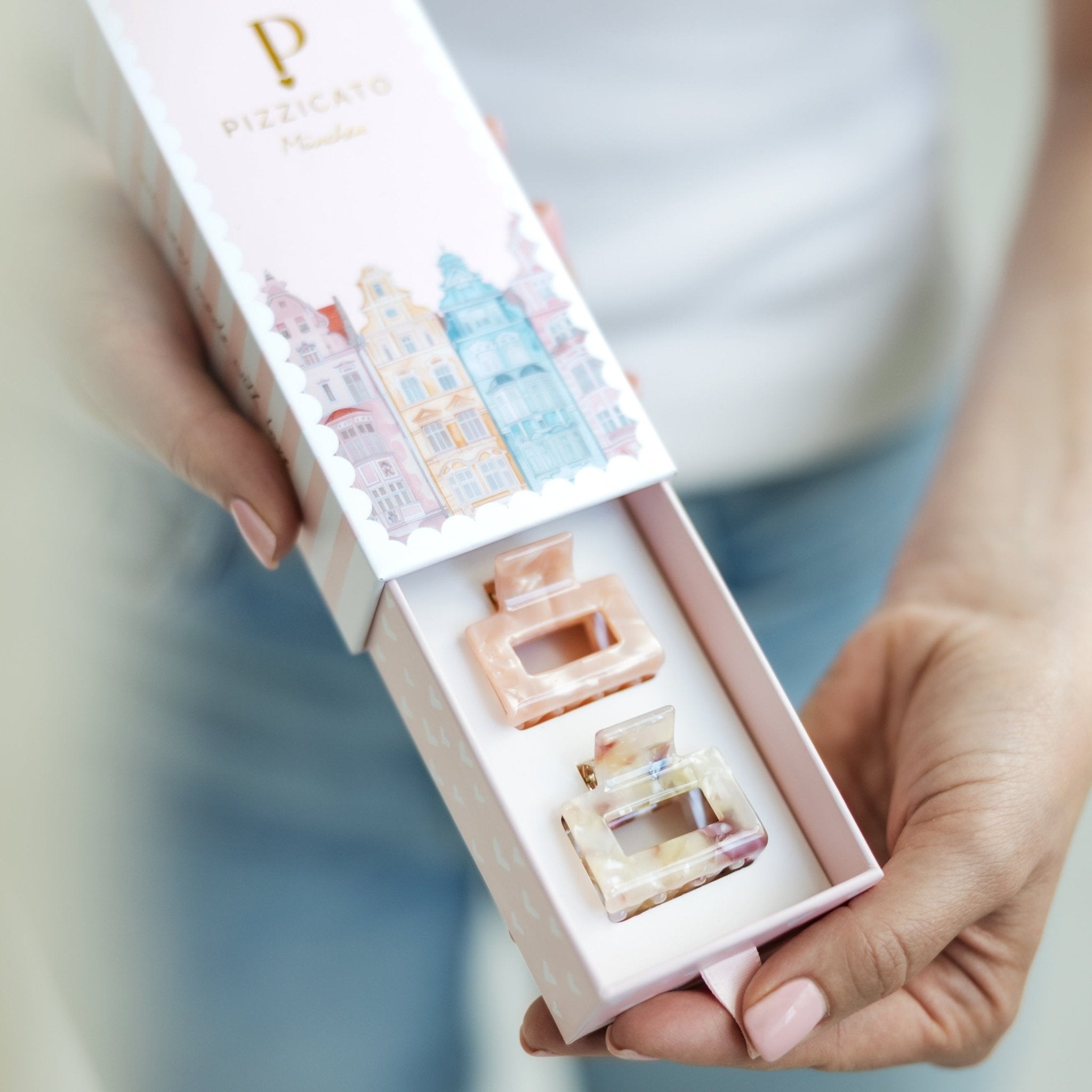 Geschenkbox Haarklammern Pizzicato Minimalist Mini Rosa feines Haar