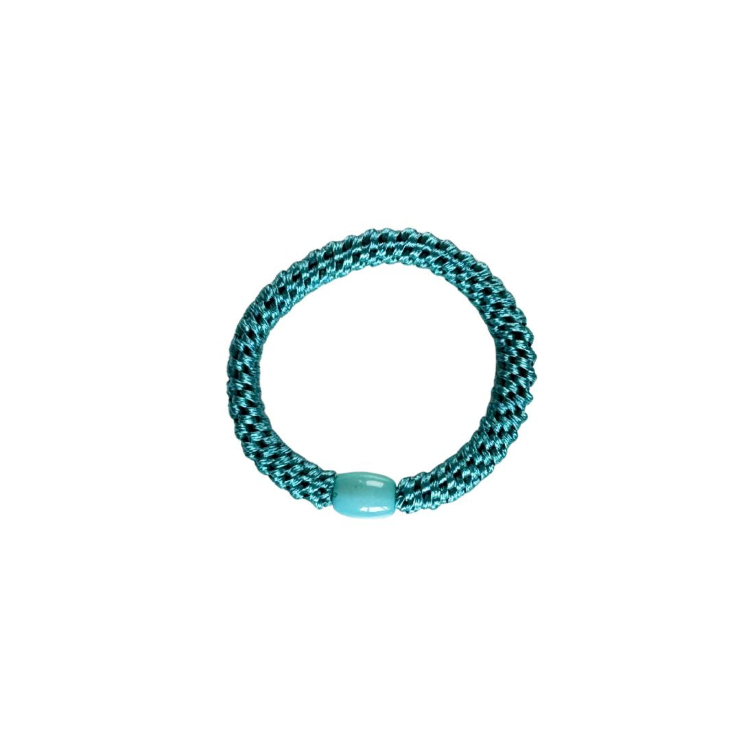 Geflochtenes Haargummi im 3er Set in Jeansblau / Petrol / Jeansblau glitzernd