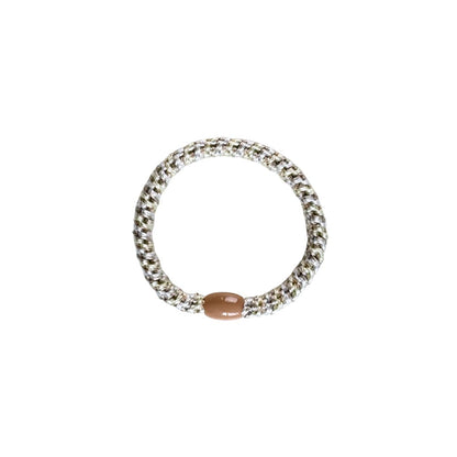 Geflochtenes Haargummi im 3er Set in Taupe / Flieder / Taupe Gold glitzernd