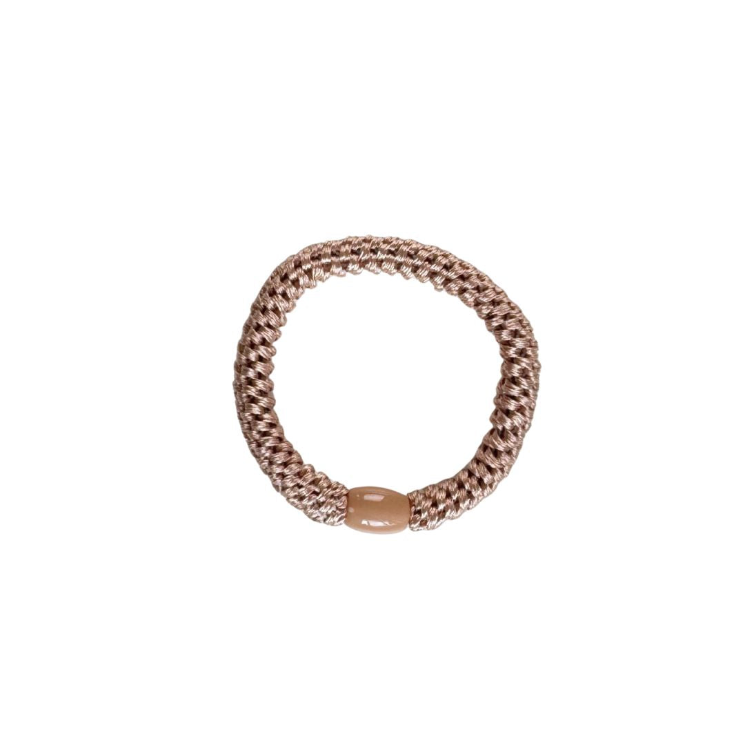 Geflochtenes Haargummi im 3er Set in Taupe / Flieder / Taupe Gold glitzernd