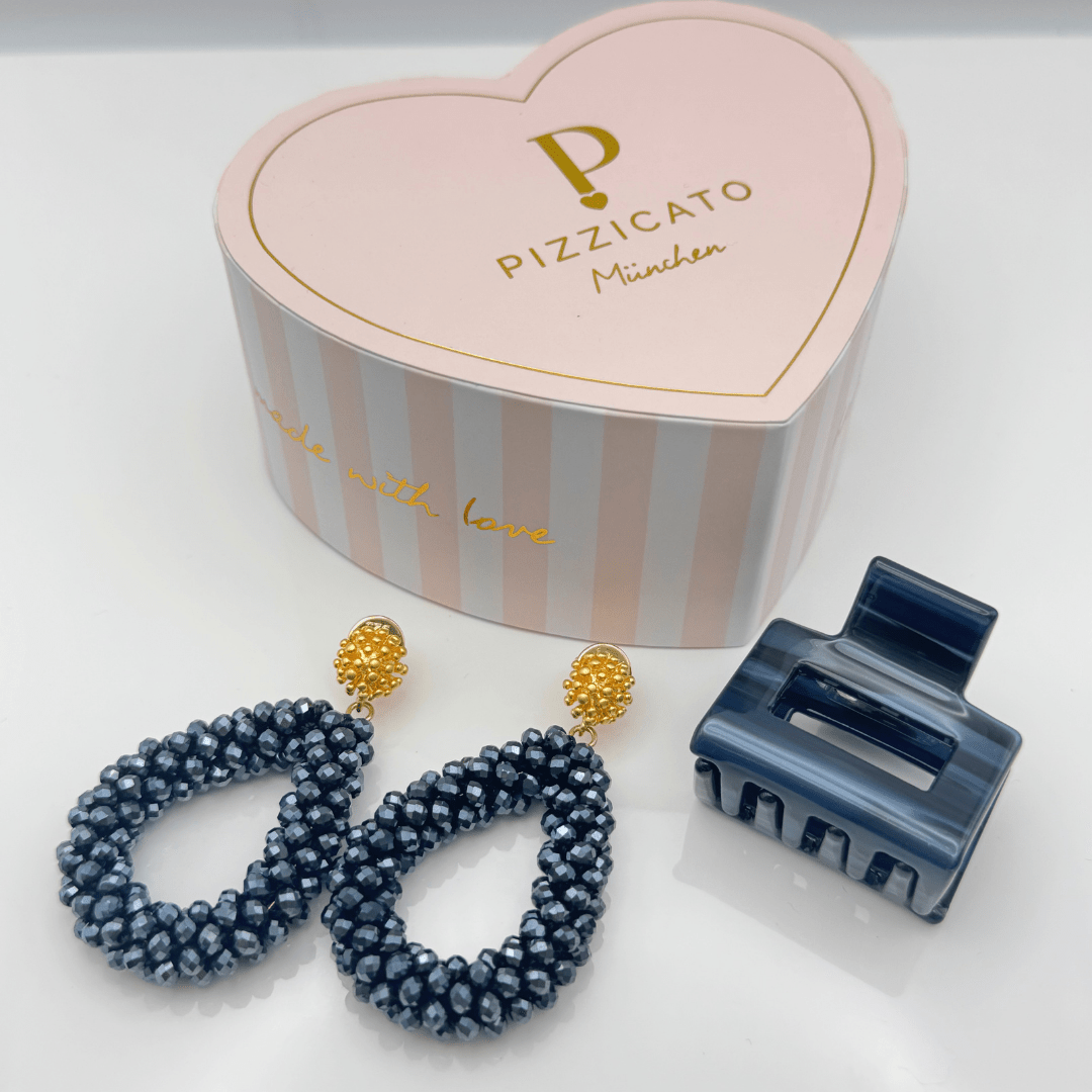 Pizzicato - Geschenkset - Herzgeschenkbox Bloom Midnight Blue &amp; Mini Minimalist - GB_Her_Blo_Mid