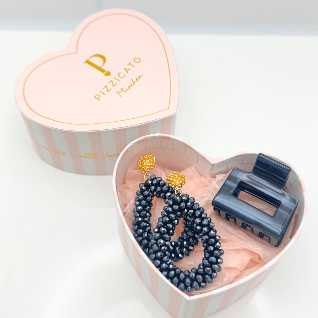 Pizzicato - Geschenkset - Herzgeschenkbox Bloom Midnight Blue &amp; Mini Minimalist - GB_Her_Blo_Mid