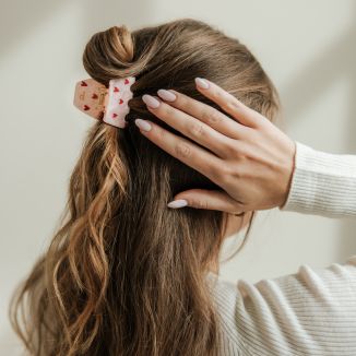 Pizzicato Twiggy Haarklammer Big Hearts in Rose – romantische Haarspange mit Herz-Design im French-Girl Style