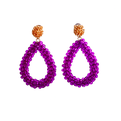 Bloom Statement Ohrringe in Fuchsia mit vergoldetem Stecker