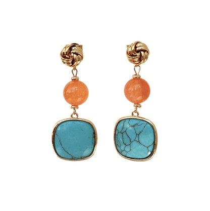 Pizzicato - Ohrring - Knotted – Statement Ohrringe in Orange Turquoise - 