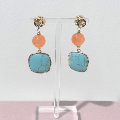 Pizzicato - Ohrring - Knotted – Statement Ohrringe in Orange Turquoise - 