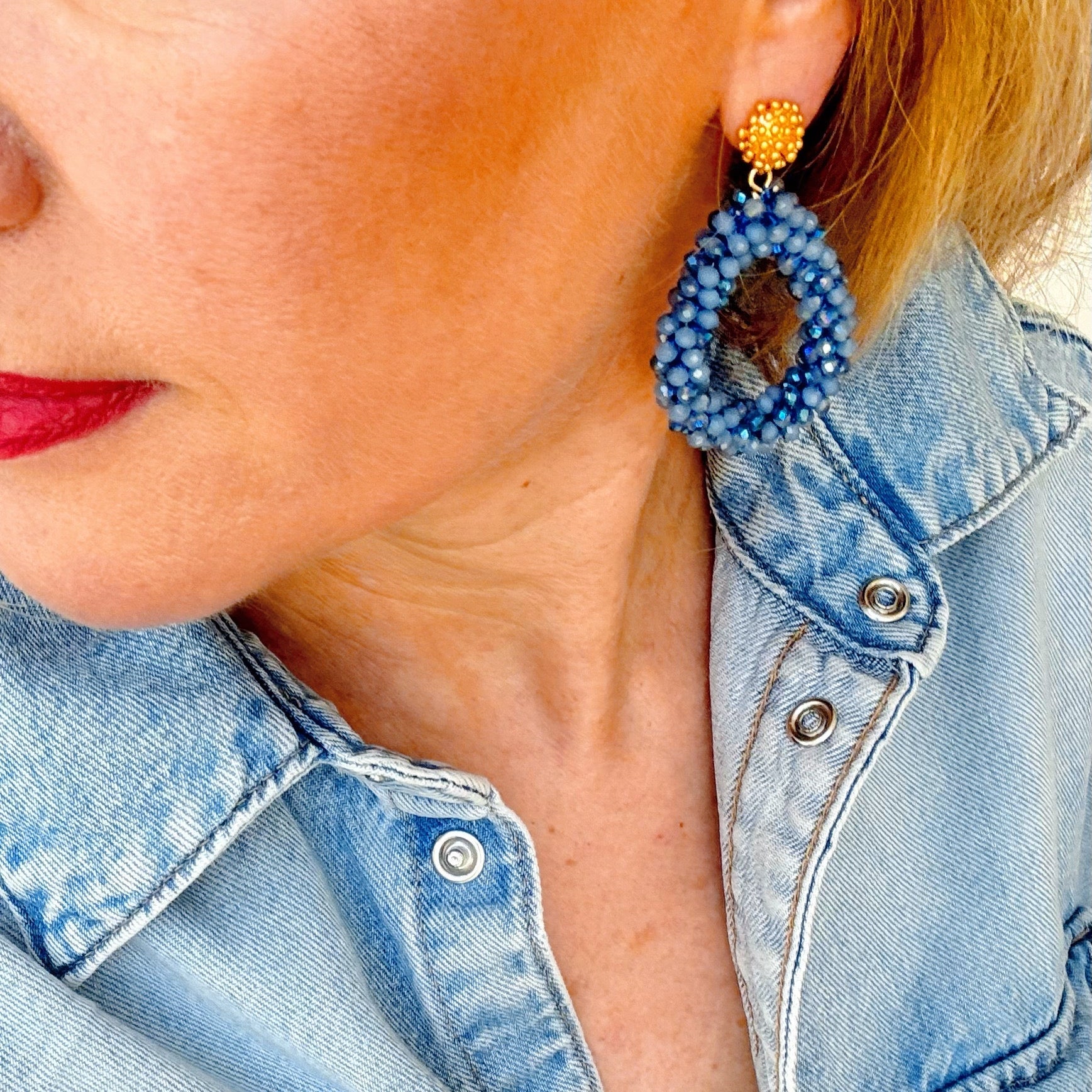 Pizzicato - Ohrring - Ohrring Bloom, Tropfenform, Seablue - 