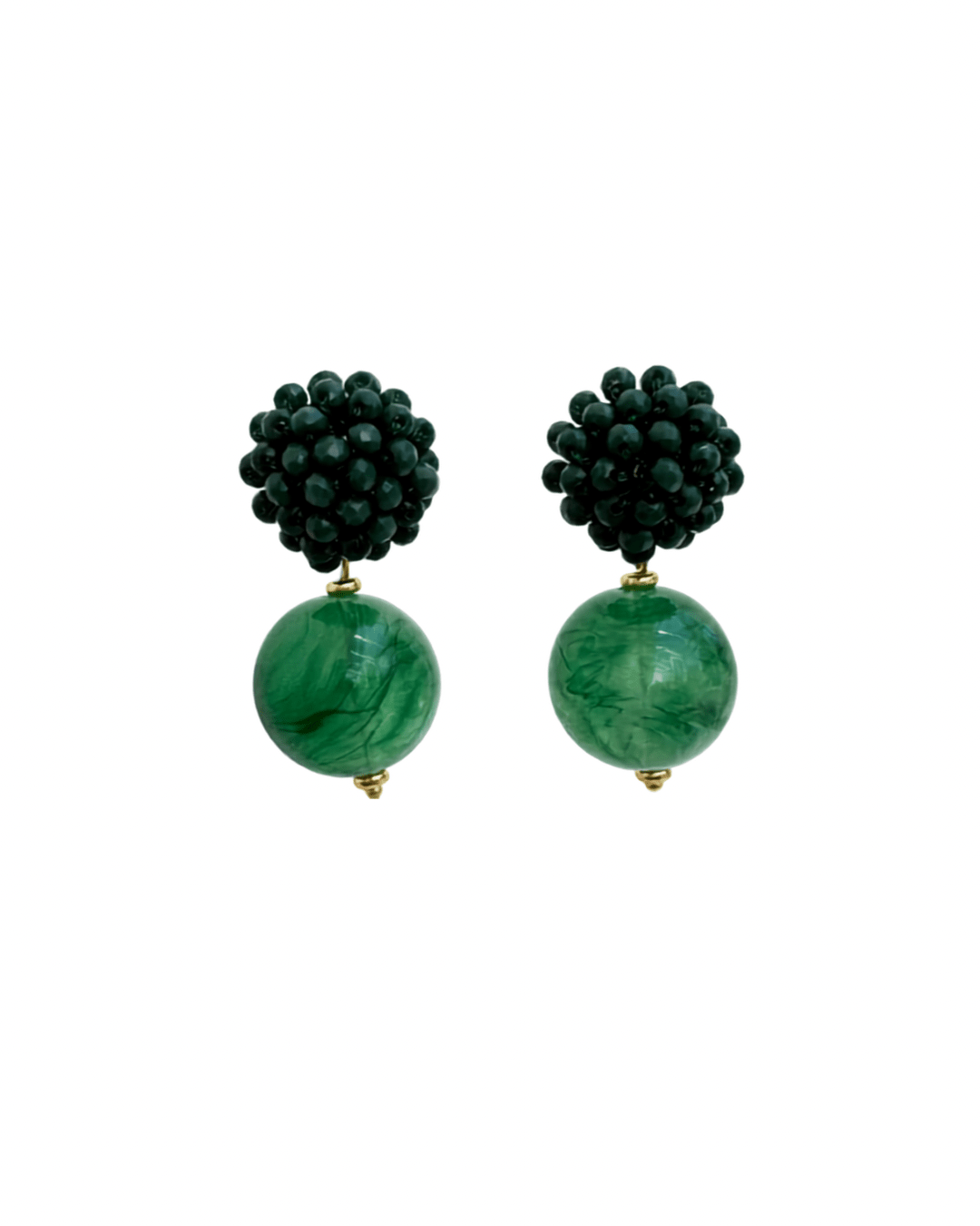 Pizzicato - Statement Ohrringe - Beaded Forest Green - 