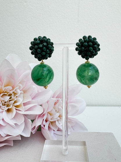 Pizzicato - Statement Ohrringe - Beaded Forest Green - 
