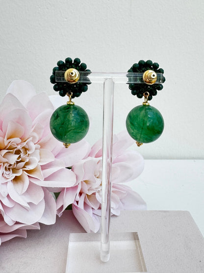 Pizzicato - Statement Ohrringe - Beaded Forest Green - 