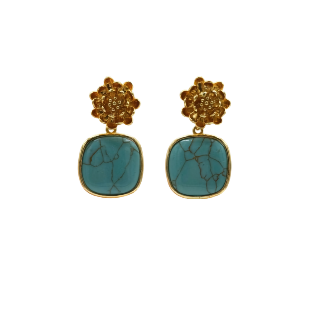 Dahlia Turquoise Statement Ohrringe von Pizzicato
